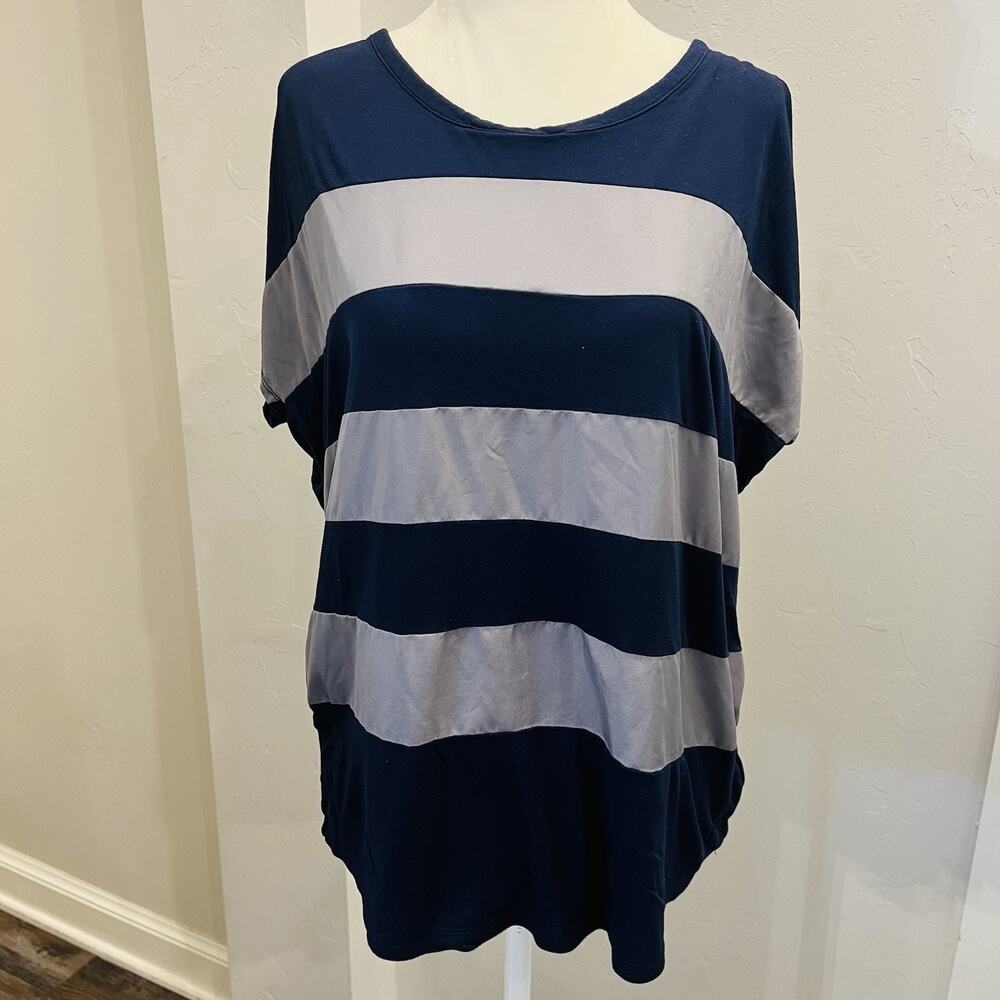 GAP Designed and Crafted Blue Gray Short Sleeve Tee Women's Sz M (A0125)